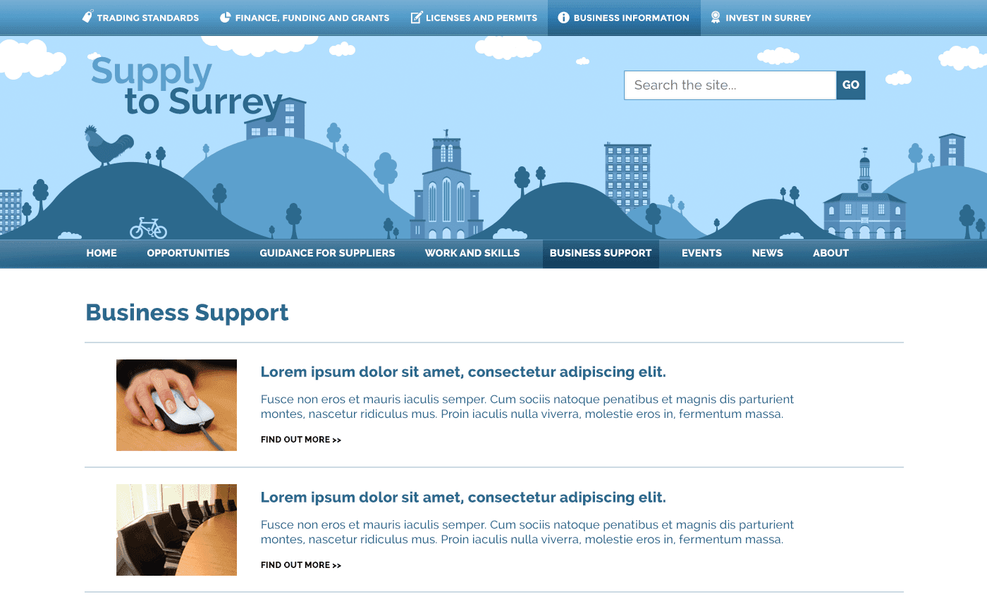 Supply to Surrey website design