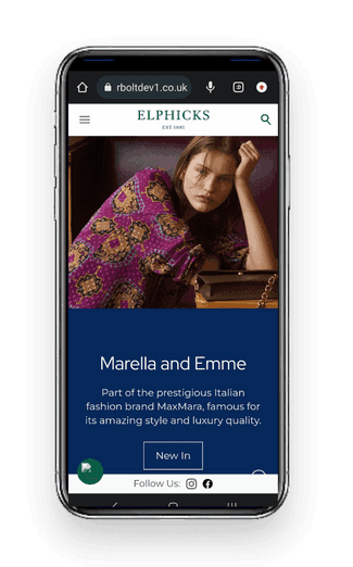 The Elphicks website homepage on a smartphone