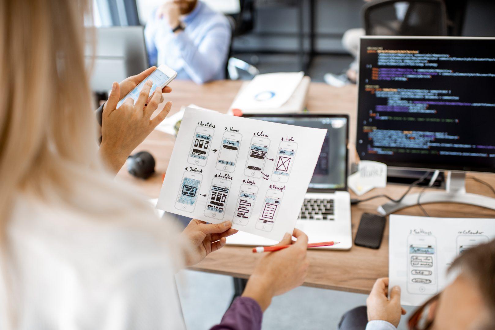 Printed out mobile application designs