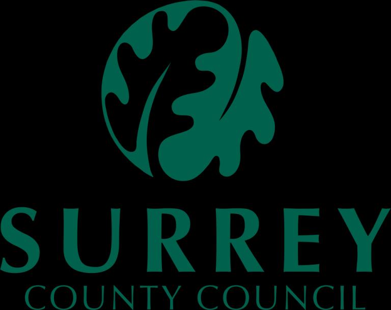 Surrey County Council's logo in their dark green brand colours